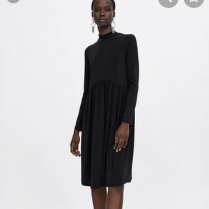 NEW Zara long sleeve gathered Black dress